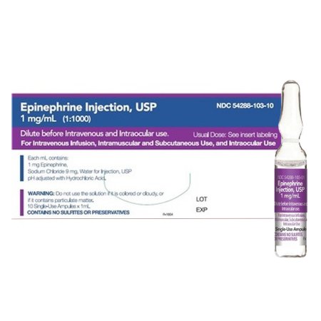 Epinephrine Injection USP 1:1000 Ampule 1/100gr  .. .  .  